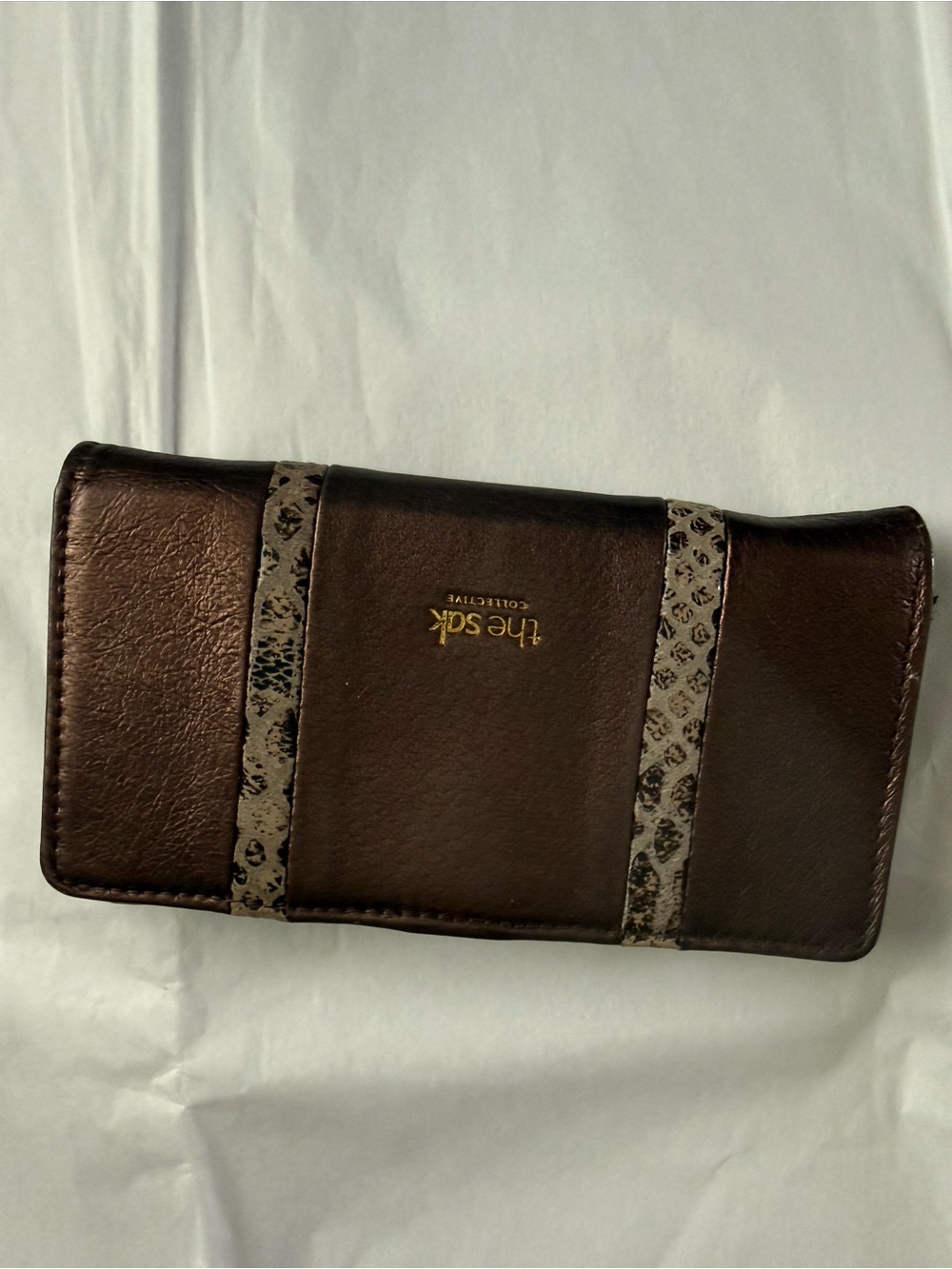 The Sak Bronze Leather Wallet w/ Animal Print Accents - RETIRED